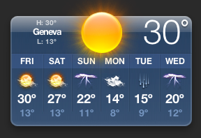 Temperature Widget for Geneva Switzerland (30°C) Temperature Widget for Geneva Switzerland (30°C)