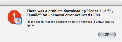 iTunes download 504 error