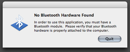 Bluetooth unavailable dialog box