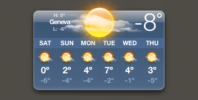 Temperature Widget for Geneva Switzerland (-8°C)